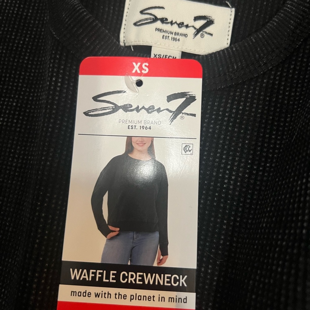 Seven7 Black Waffle Knit Top